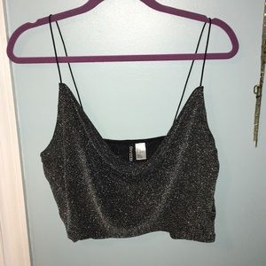 H&M Black sparkly crop top